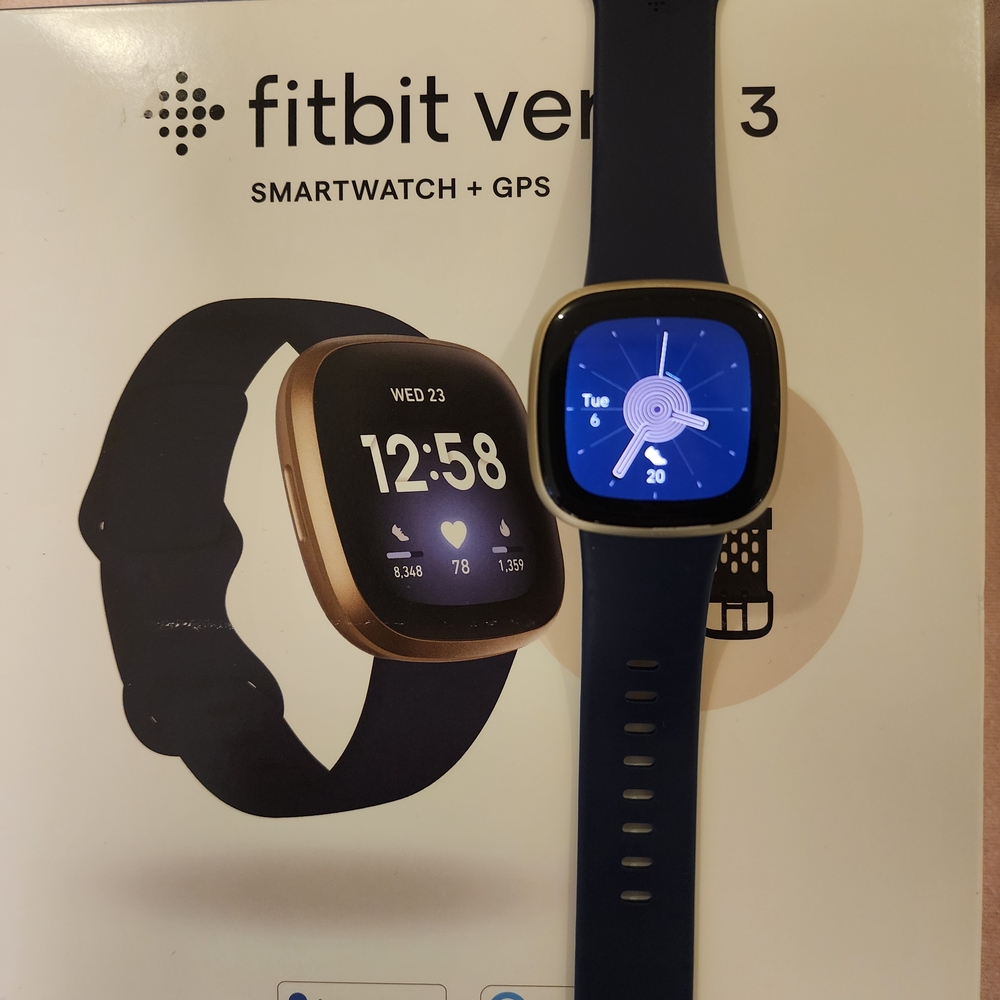 Fitbit Versa 3 Smartwatch - Midnight Blue and Gold